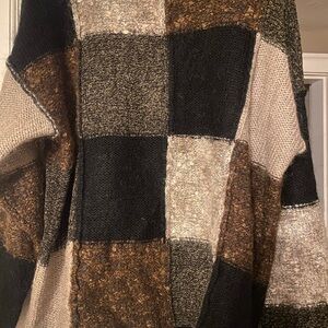 Vintage Valerie Stevens Patchwork Cardigan - Black, Brown, Cream